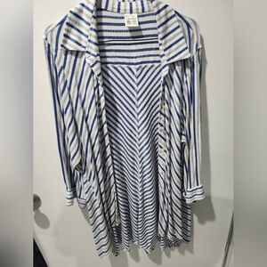 Parsley & Sage Navy and White Striped Top